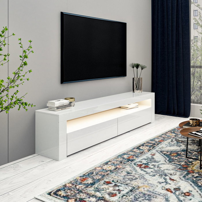Hanah Home Soporte para TV Blanco con Luces LED